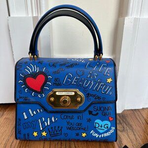 Dolce & Gabbana Welcome Life is Beautiful Graffiti Satchel/Crossbody